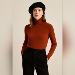 Women's Rust Turtleneck Sweater